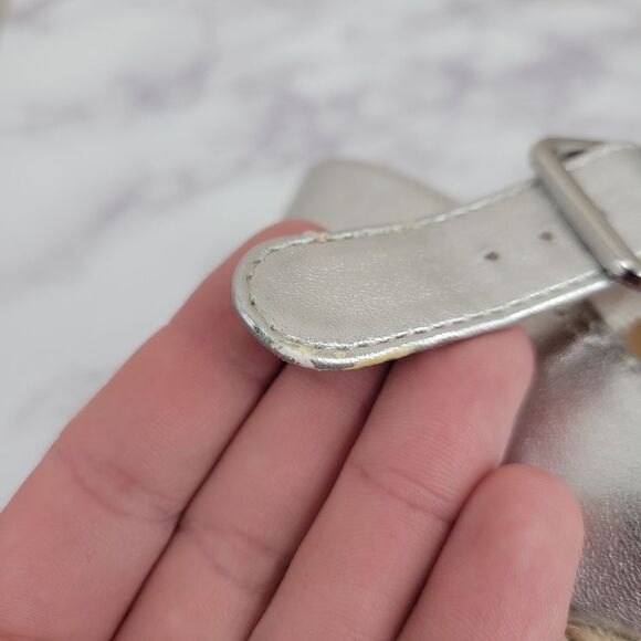 Report Citrine Espadrille Wedge Platform Heel Sandal Metallic Silver 11M - Picture 7 of 14